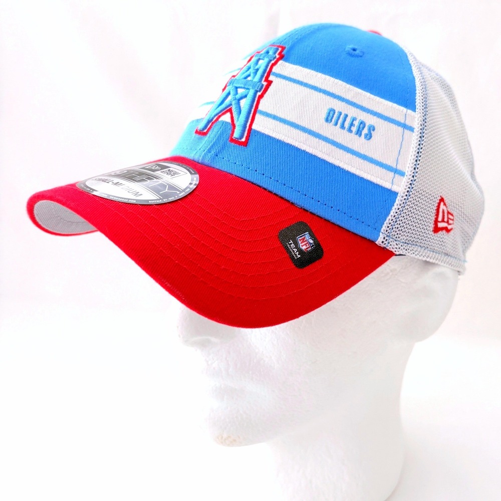 New Era 39THIRTY Houston Oilers Hat Mesh Stretch Fit Cap Hat Mens Sz S/M New
